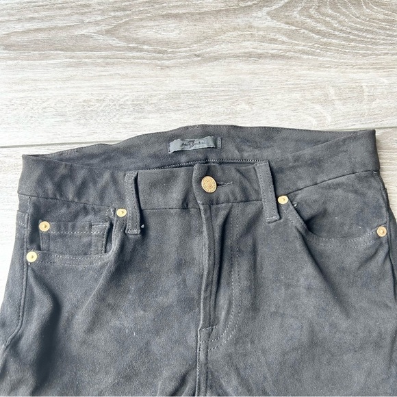 7 For All Mankind Gwenevere Faux Suede Ankle Jeans in Black - Picture 8 of 15